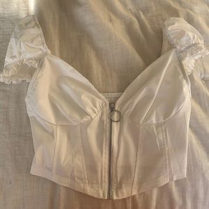 White corset crop top